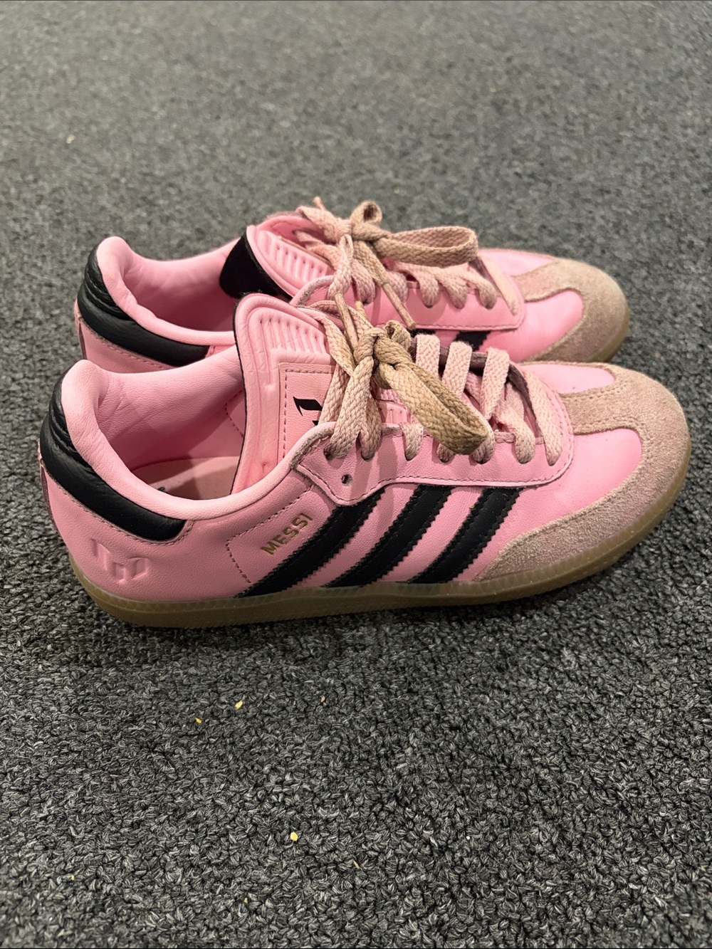 adidas Kids size 3 Pink Sneakers with Black Three Stripes